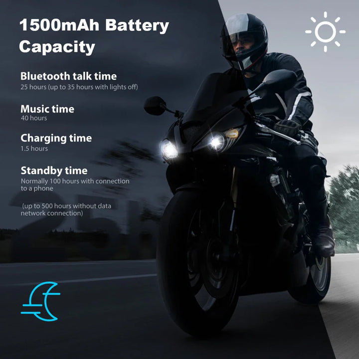 Bluetooth motorcykel intercom 10 ryttere & IP67 vandtæt – RideSync
