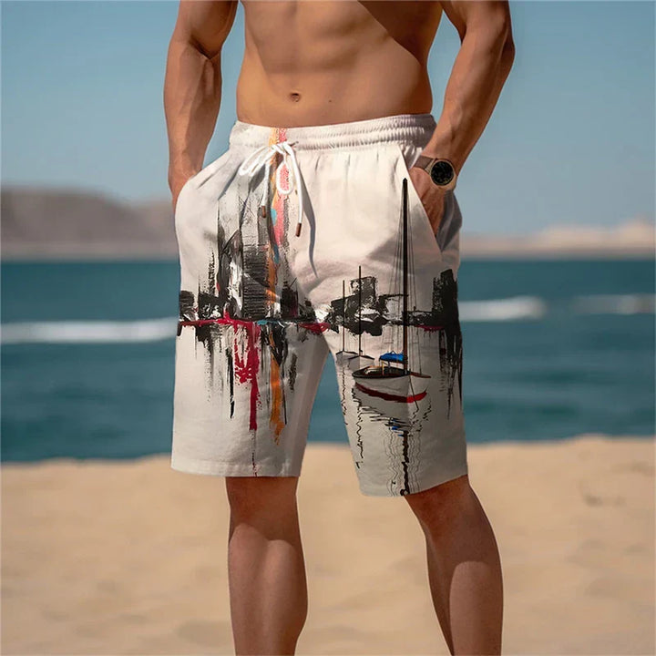 Badeshorts til herre Bomuld 3D-print Åndbar Sommerlook - Jamal
