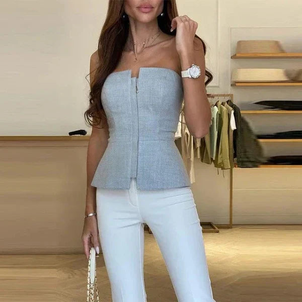 Tanktop til damer med rund hals i åndbart materiale – Malia