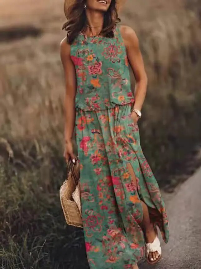 Sommer maxi-kjole med unikt snit – Amara