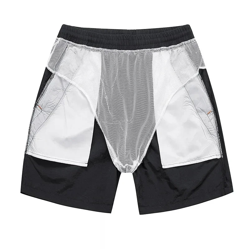 Løbeshorts til herrer med mesh-indershorts og lommer med lynlås – Nikoas