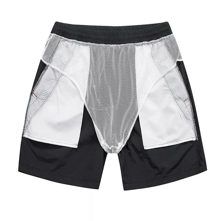Løbeshorts til herrer med mesh-indershorts og lommer med lynlås – Nikoas