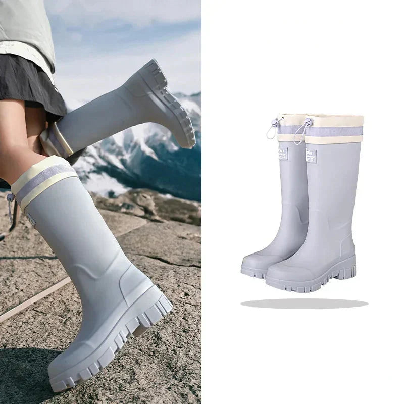 Dame regnstøvler retro look vandtætte med skridsikre såler – Arlena