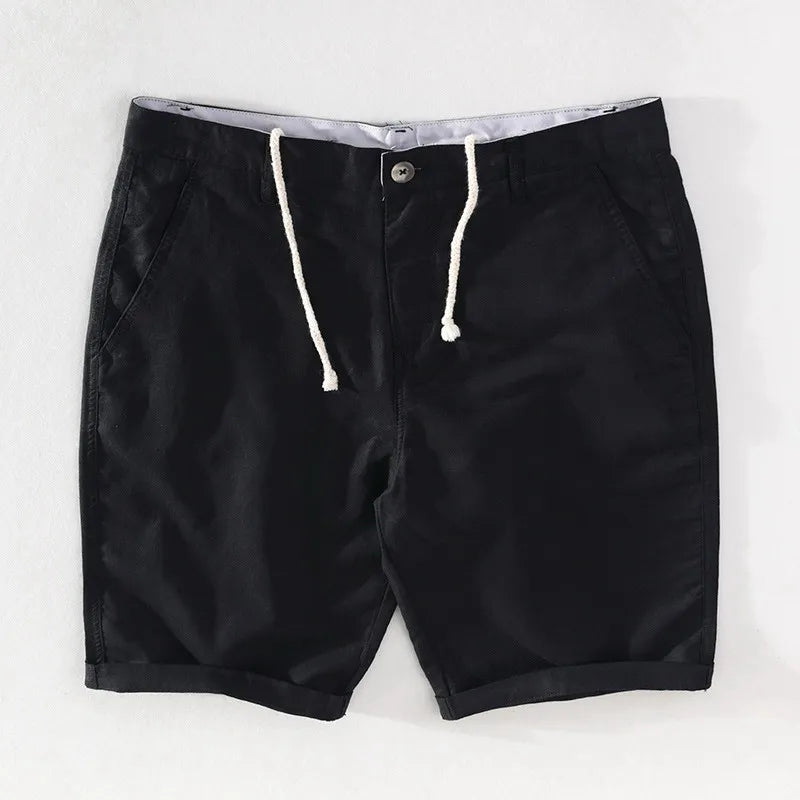 Strandshorts til mænd i hør-bomuld med sommerlook og knaplukning - Sandro