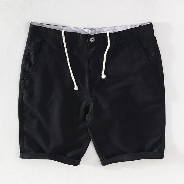 Strandshorts til mænd i hør-bomuld med sommerlook og knaplukning - Sandro