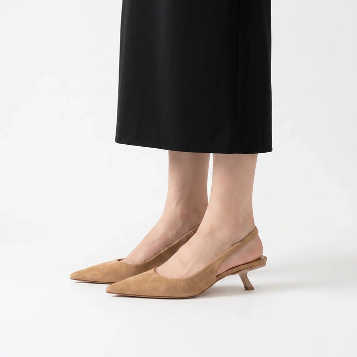 Slingback Sandaler Med Lav Hæl Og Spids Snude - Carrie