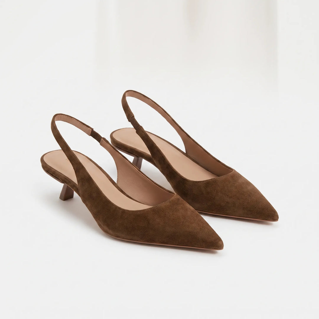 Slingback Sandaler Med Lav Hæl Og Spids Snude - Carrie