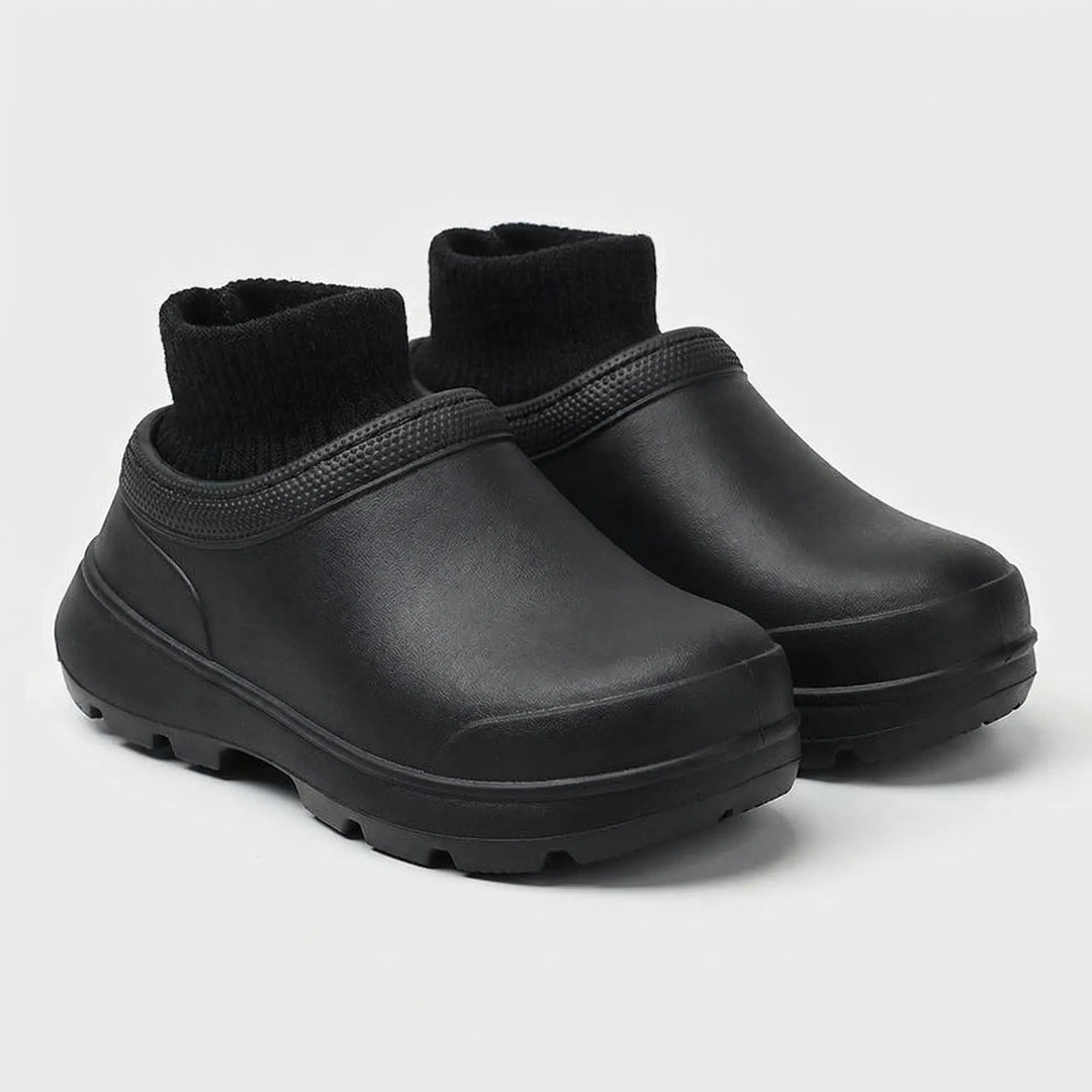 Slip-On Clog With Knitted Ankle Cuff - Madeline