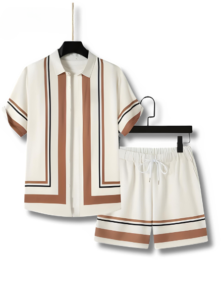 To-delt sæt med stribet kortærmet T-shirt og shorts - Mateo