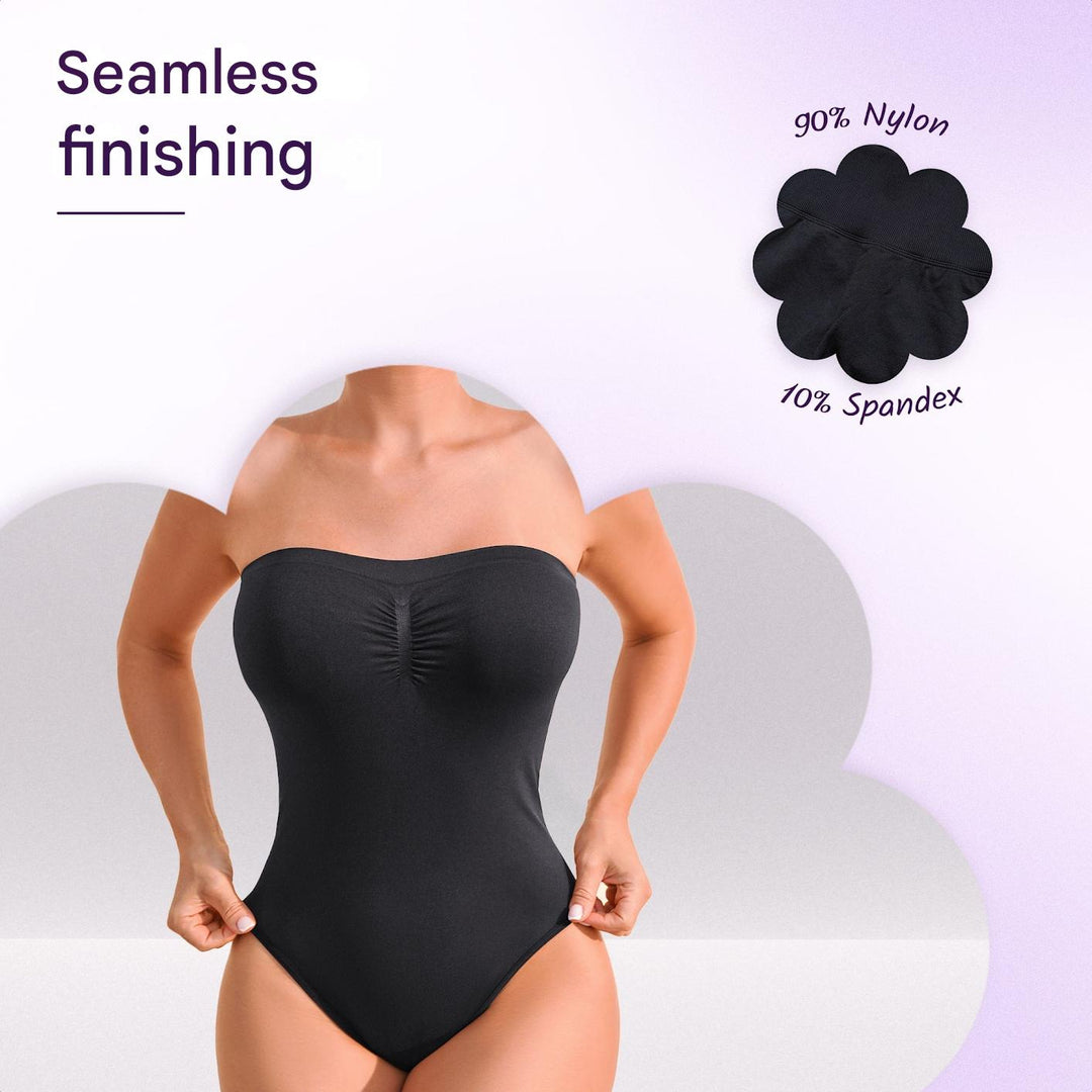 Sømløs stropløs korrigerende bodysuit med trusse – Élise