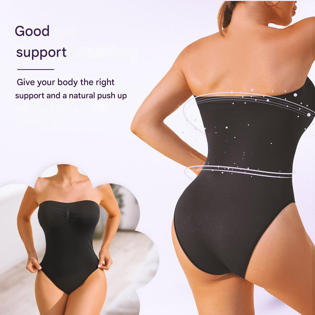 Sømløs stropløs korrigerende bodysuit med trusse – Élise
