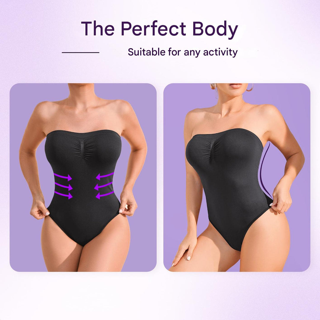 Sømløs stropløs korrigerende bodysuit med trusse – Élise