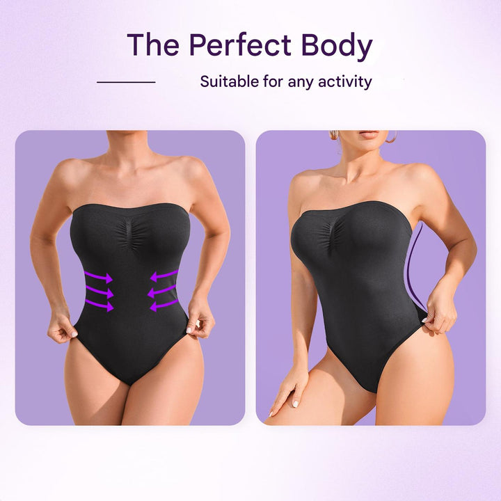 Sømløs stropløs korrigerende bodysuit med trusse – Élise
