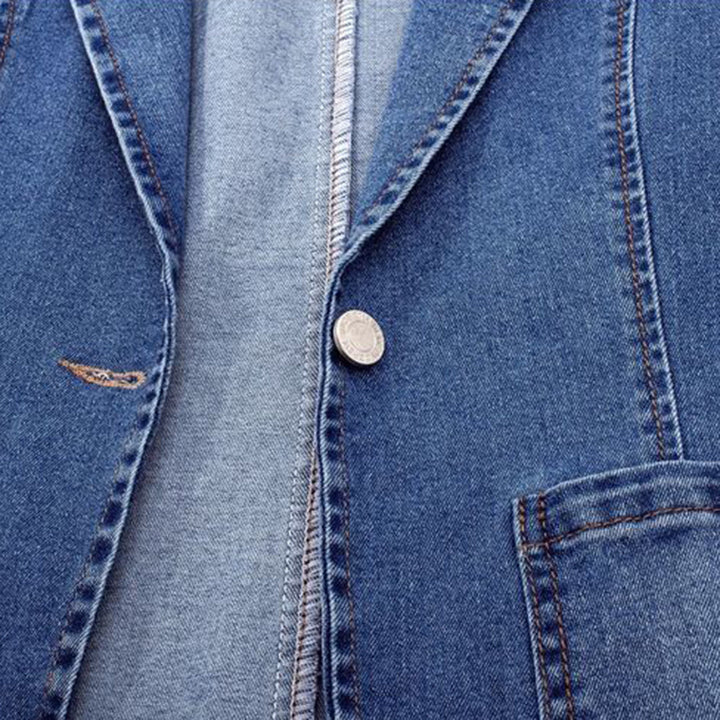 Structured Jean Blazer With Lapel Collar - Alice