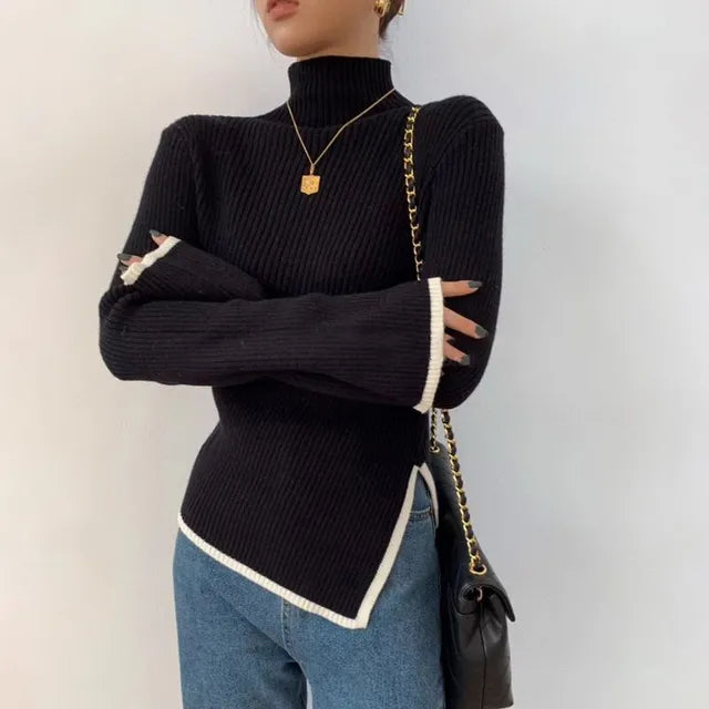 Damebluse med høj krave – Selina