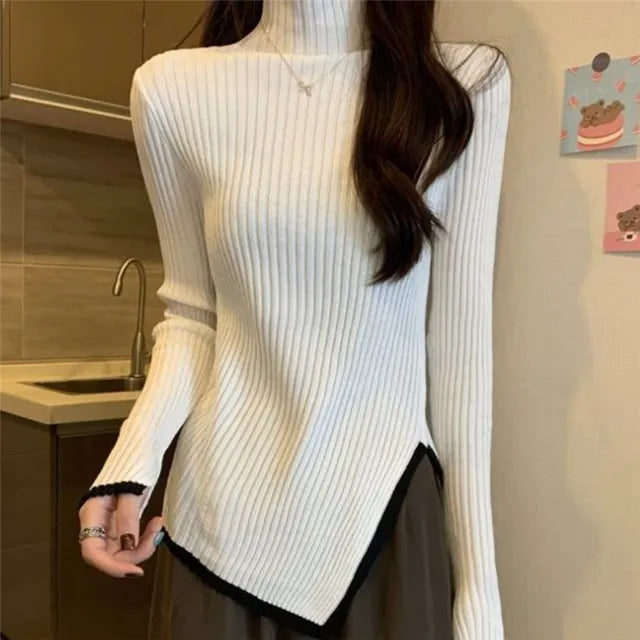 Damebluse med høj krave – Selina