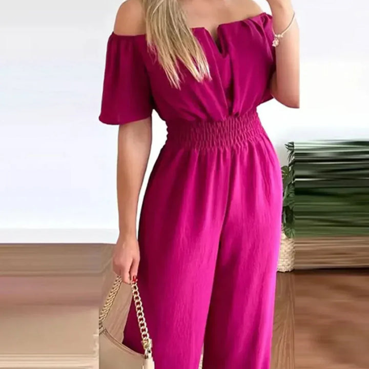 Off-shoulder jumpsuit med korte ærmer – Lina