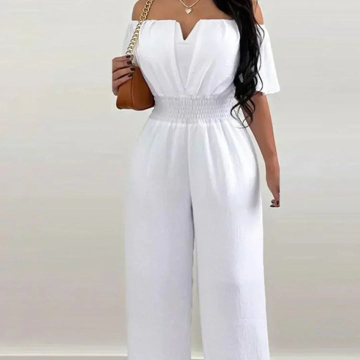 Off-shoulder jumpsuit med korte ærmer – Lina