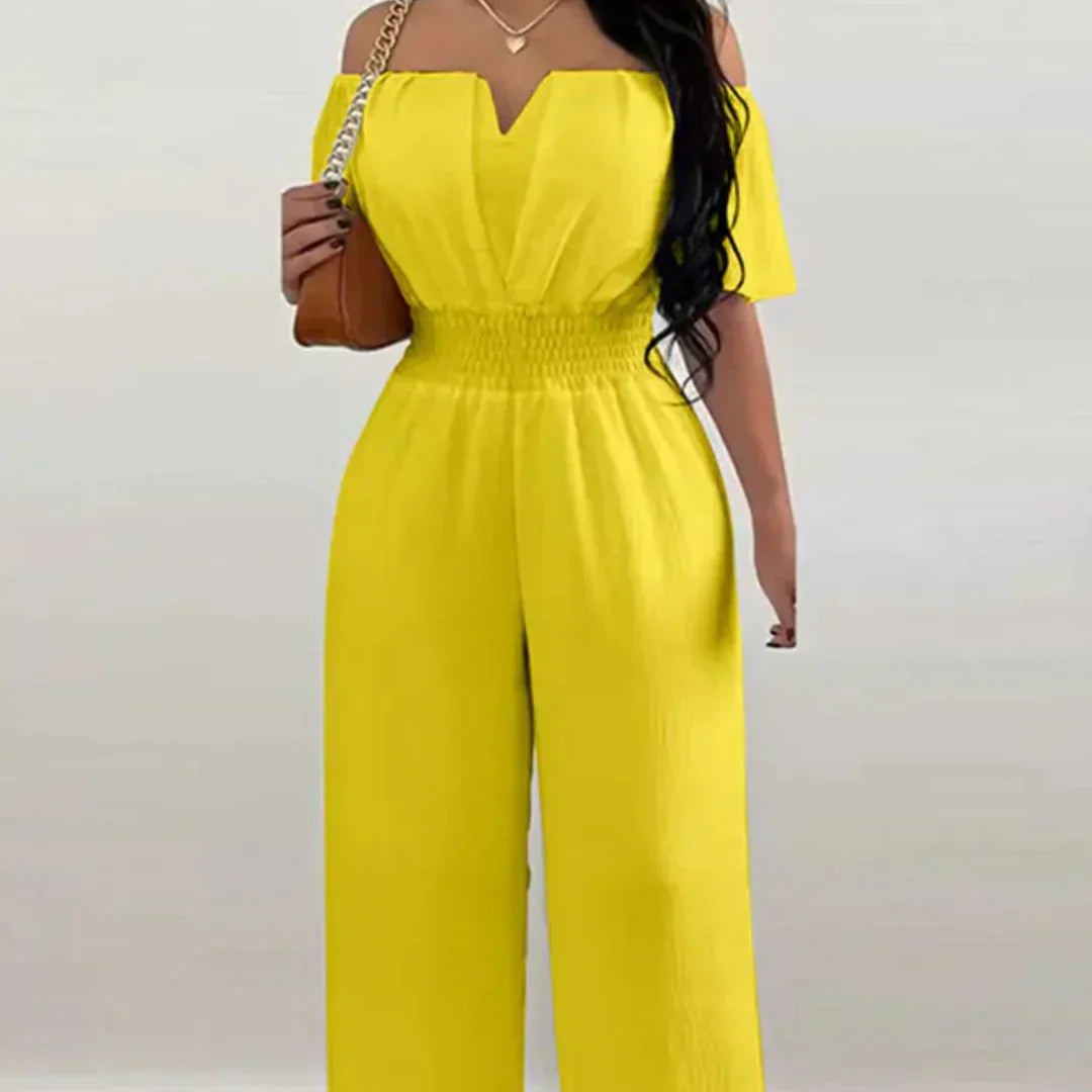 Off-shoulder jumpsuit med korte ærmer – Lina