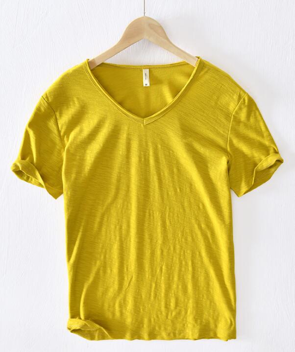 Let hør T-shirt med V-hals til herrer – åndbar & sommerlig – Thilo