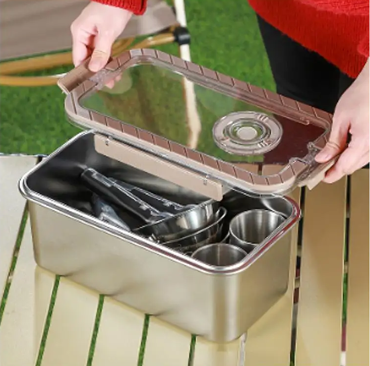 Camping Messware Kit i rustfrit stål med opbevaringsboks – CampSet