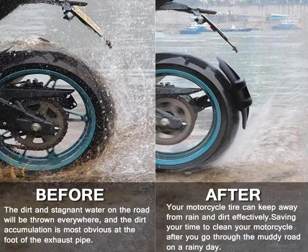 Universal motorcykel bageste skærm mudderbeskytter med stålbeslag – TrailGuard