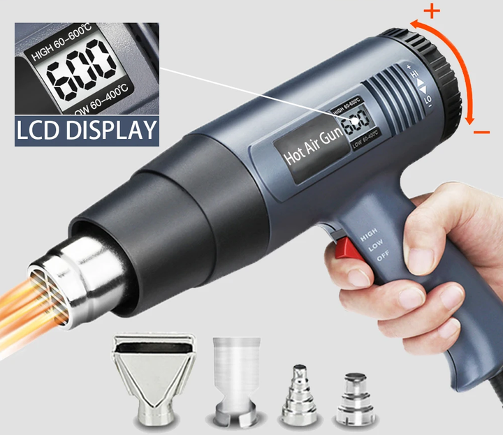 2000W industriel elektrisk varmepistol med digital LCD-skærm justerbar temperatur – ProTherm