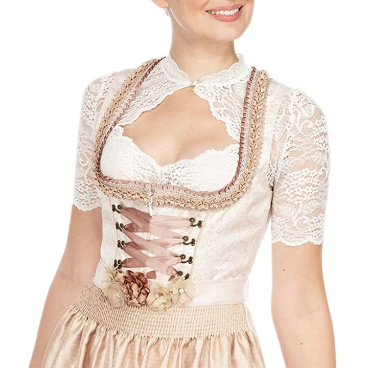 Trendy Dirndlbluse med blonder & hjerteformet udskæring til damer – Alina - Oktoberfest 2026