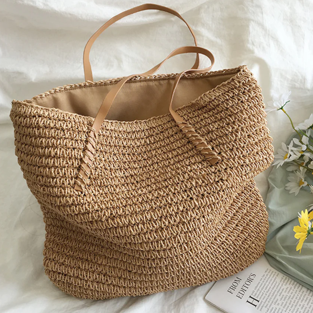 Rummelig håndtaske med solid skulderrem - TerraWoven