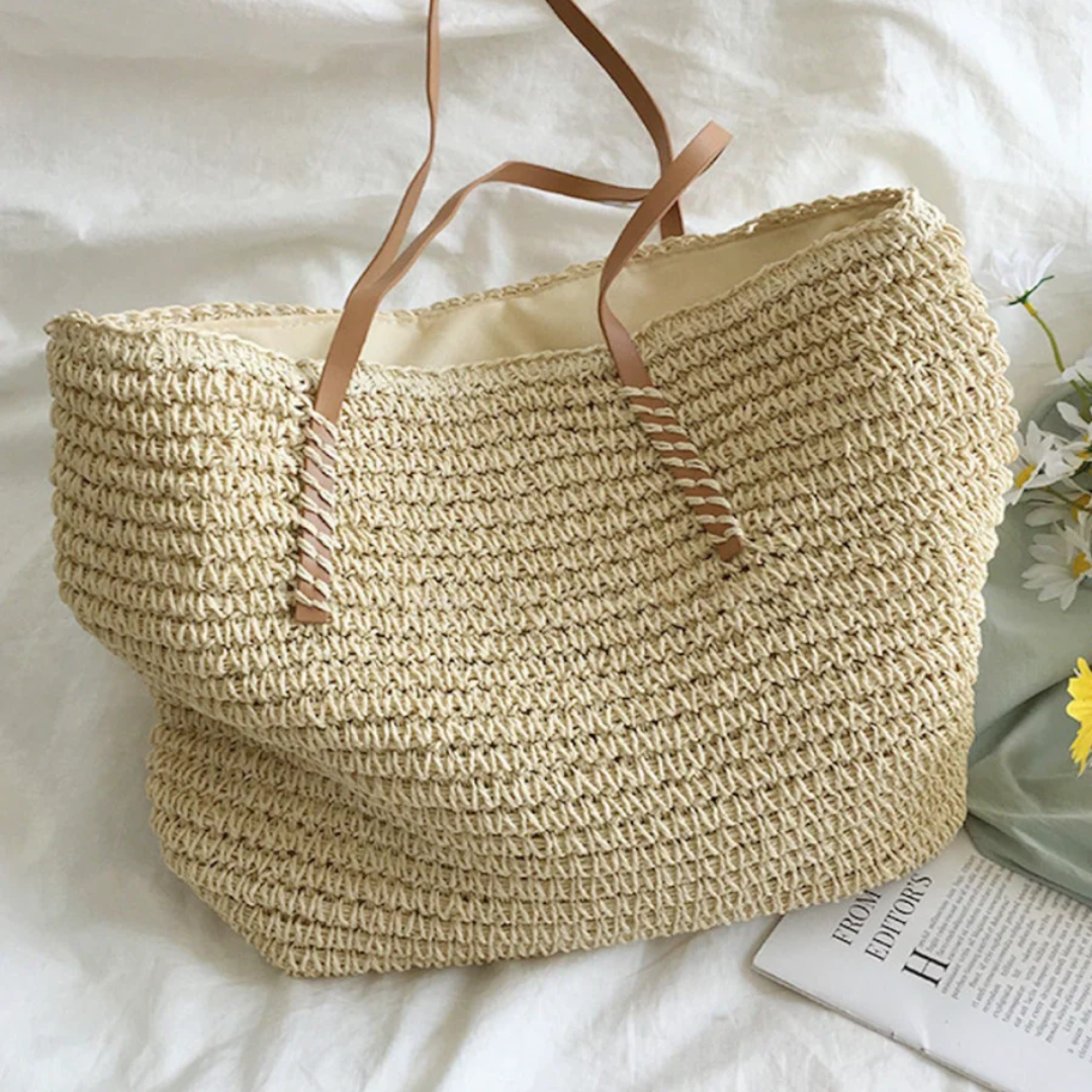 Rummelig håndtaske med solid skulderrem - TerraWoven