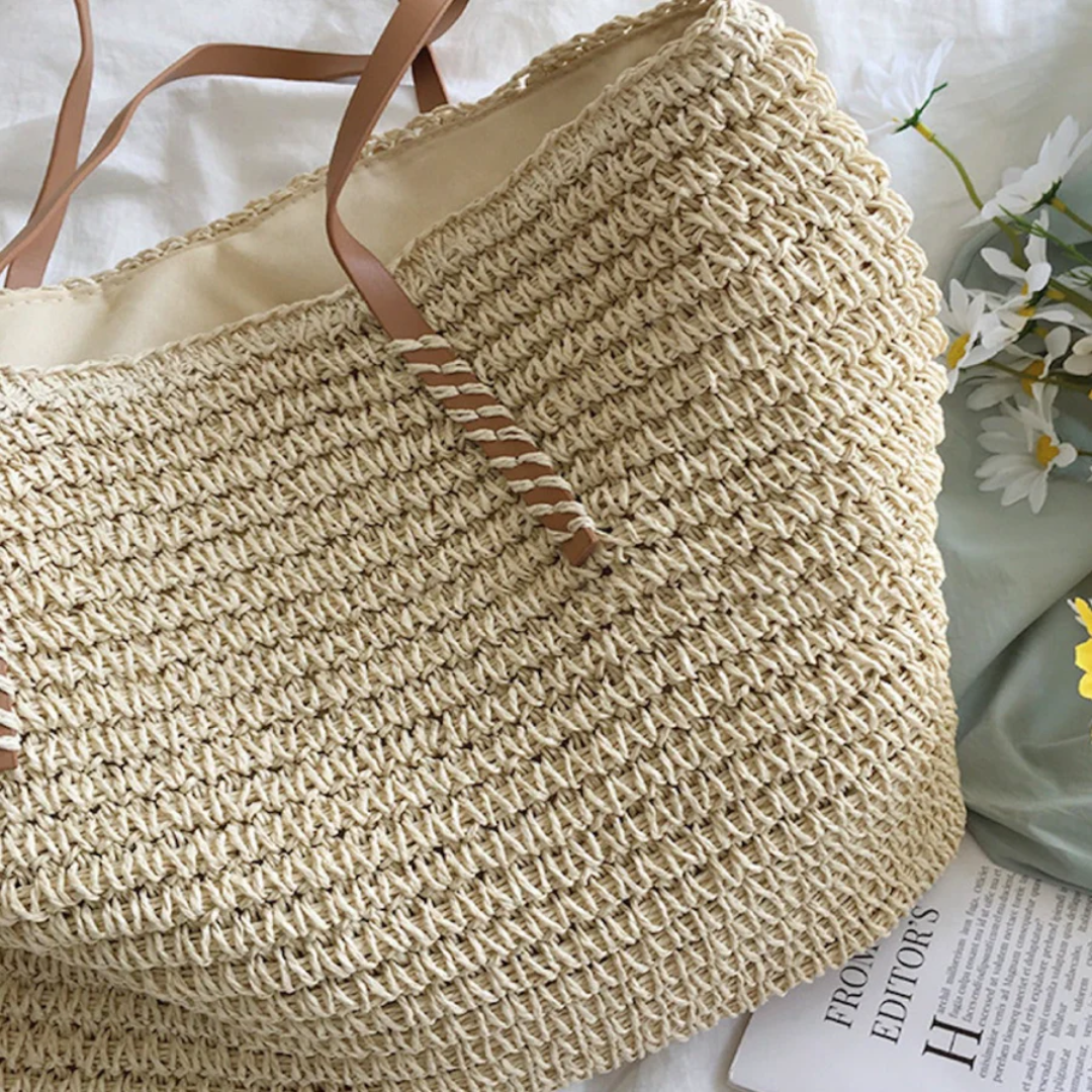 Rummelig håndtaske med solid skulderrem - TerraWoven