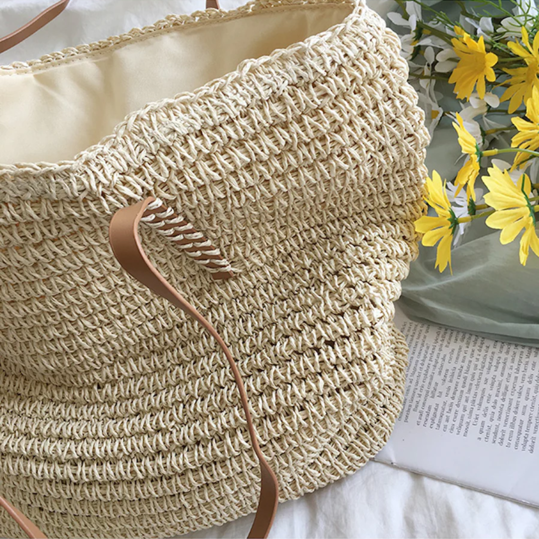 Rummelig håndtaske med solid skulderrem - TerraWoven