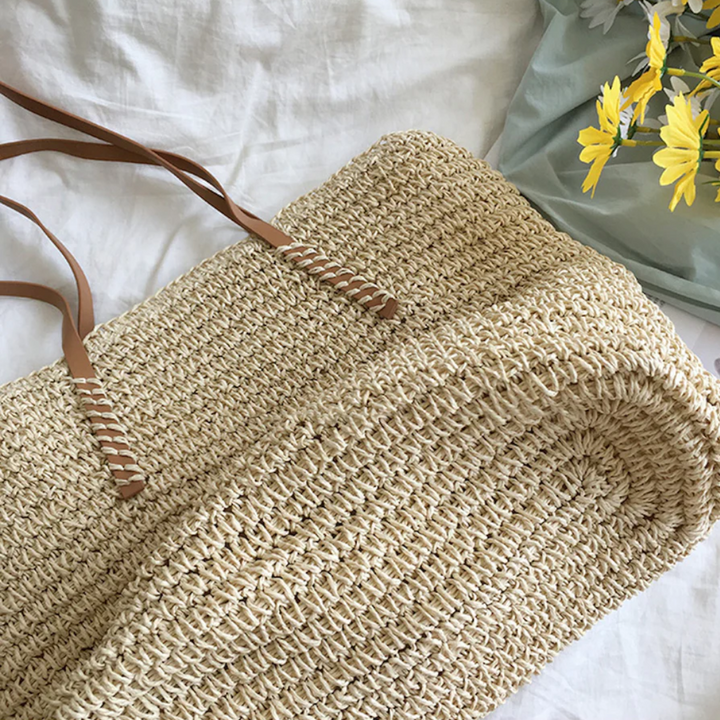 Rummelig håndtaske med solid skulderrem - TerraWoven