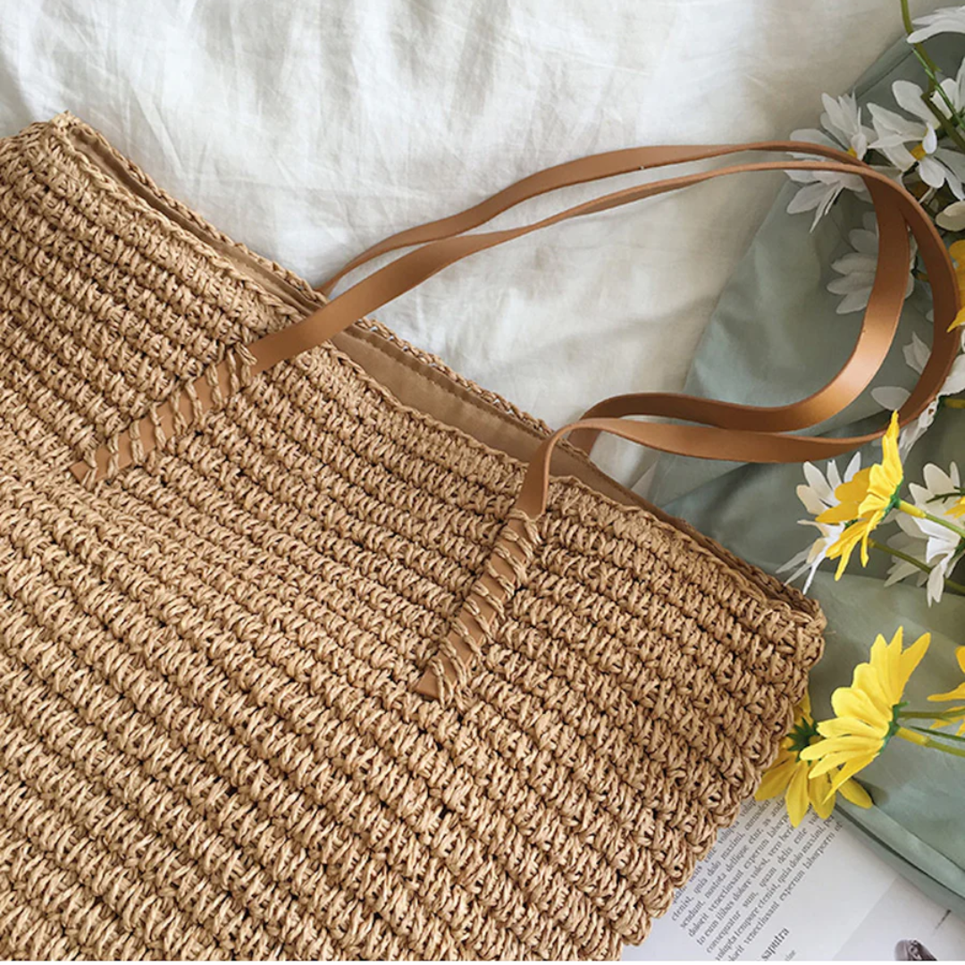 Rummelig håndtaske med solid skulderrem - TerraWoven