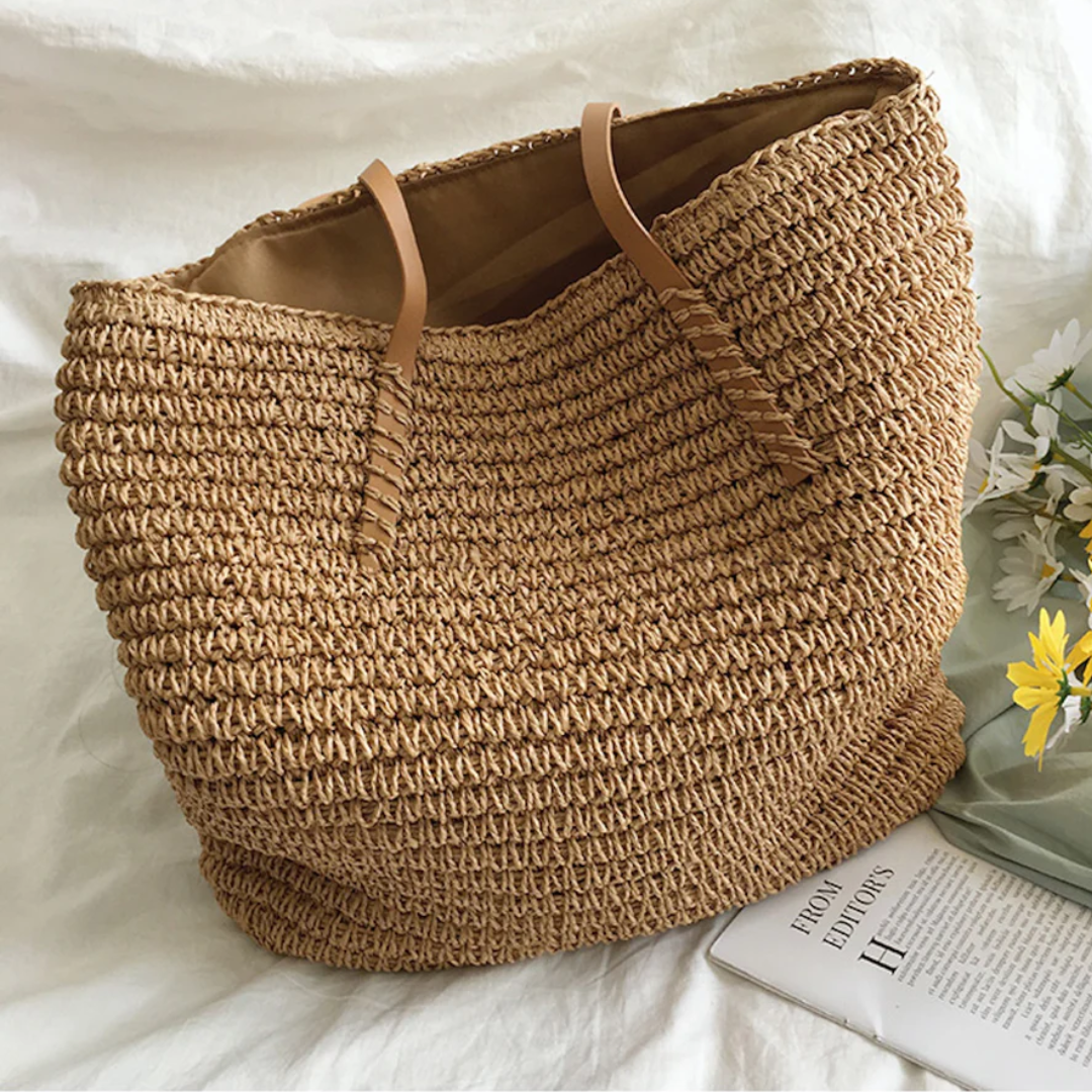 Rummelig håndtaske med solid skulderrem - TerraWoven