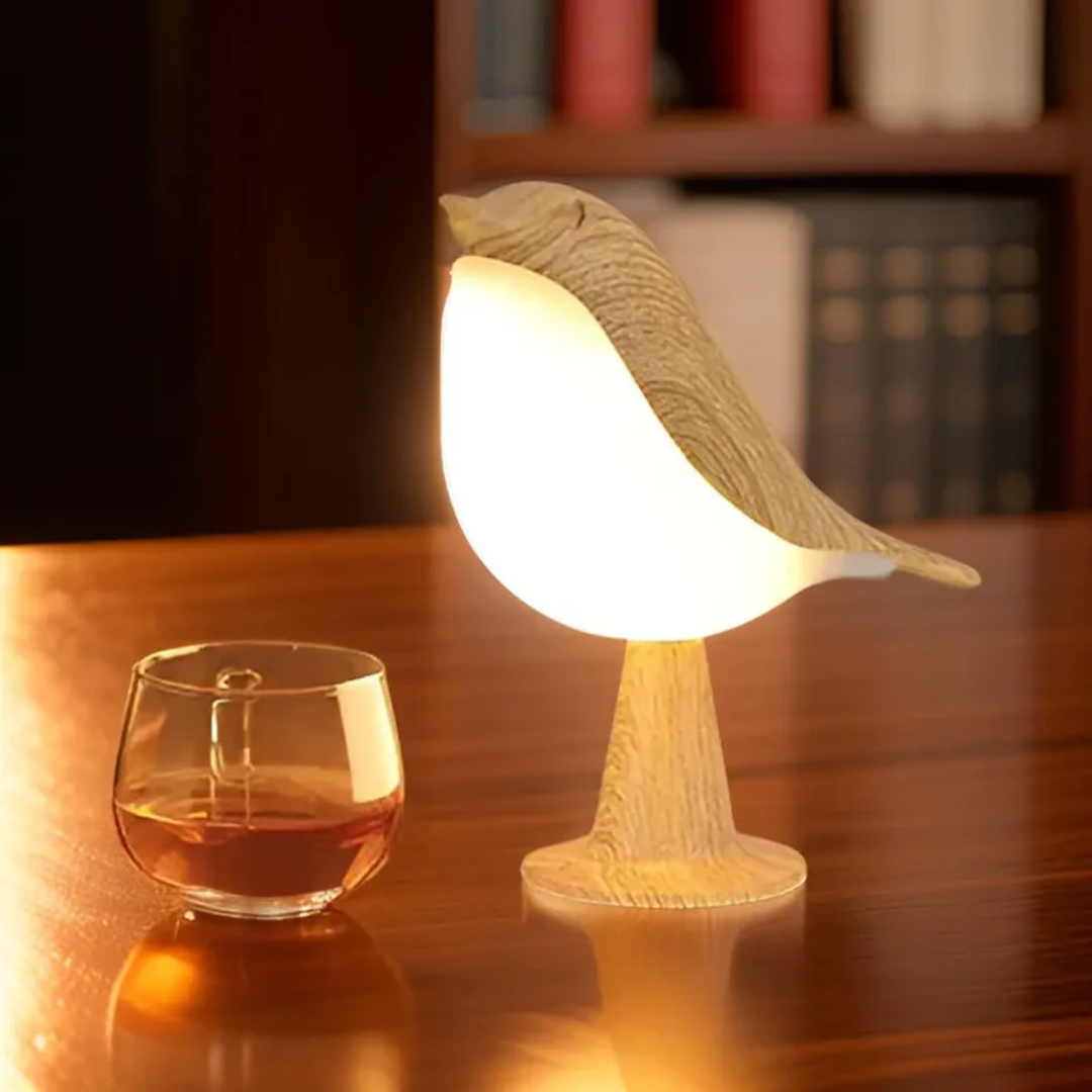 Stilfuld LED-fuglelampe med berøringsbetjening og aromaterapi - FeatherGlow