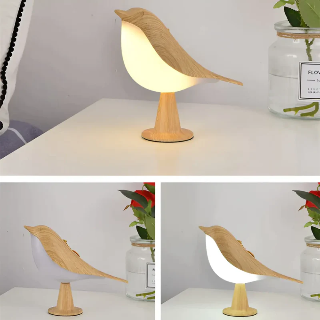Stilfuld LED-fuglelampe med berøringsbetjening og aromaterapi - FeatherGlow