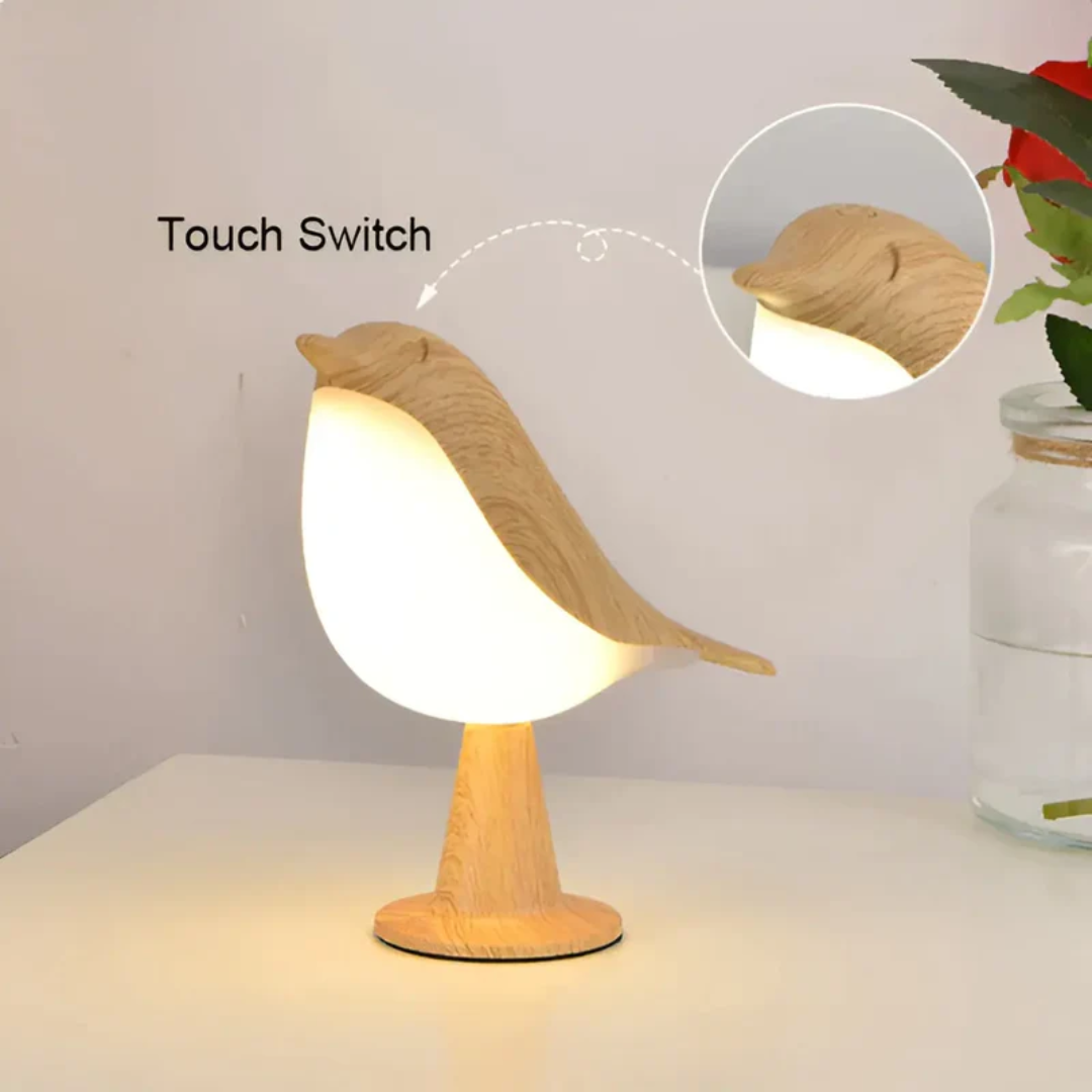 Stilfuld LED-fuglelampe med berøringsbetjening og aromaterapi - FeatherGlow