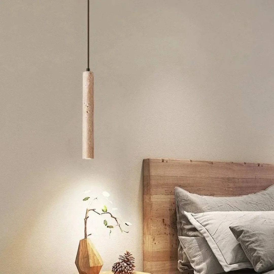 Minimalistisk travertin wabi-sabi-stil LED-lysekrone - LumoLine