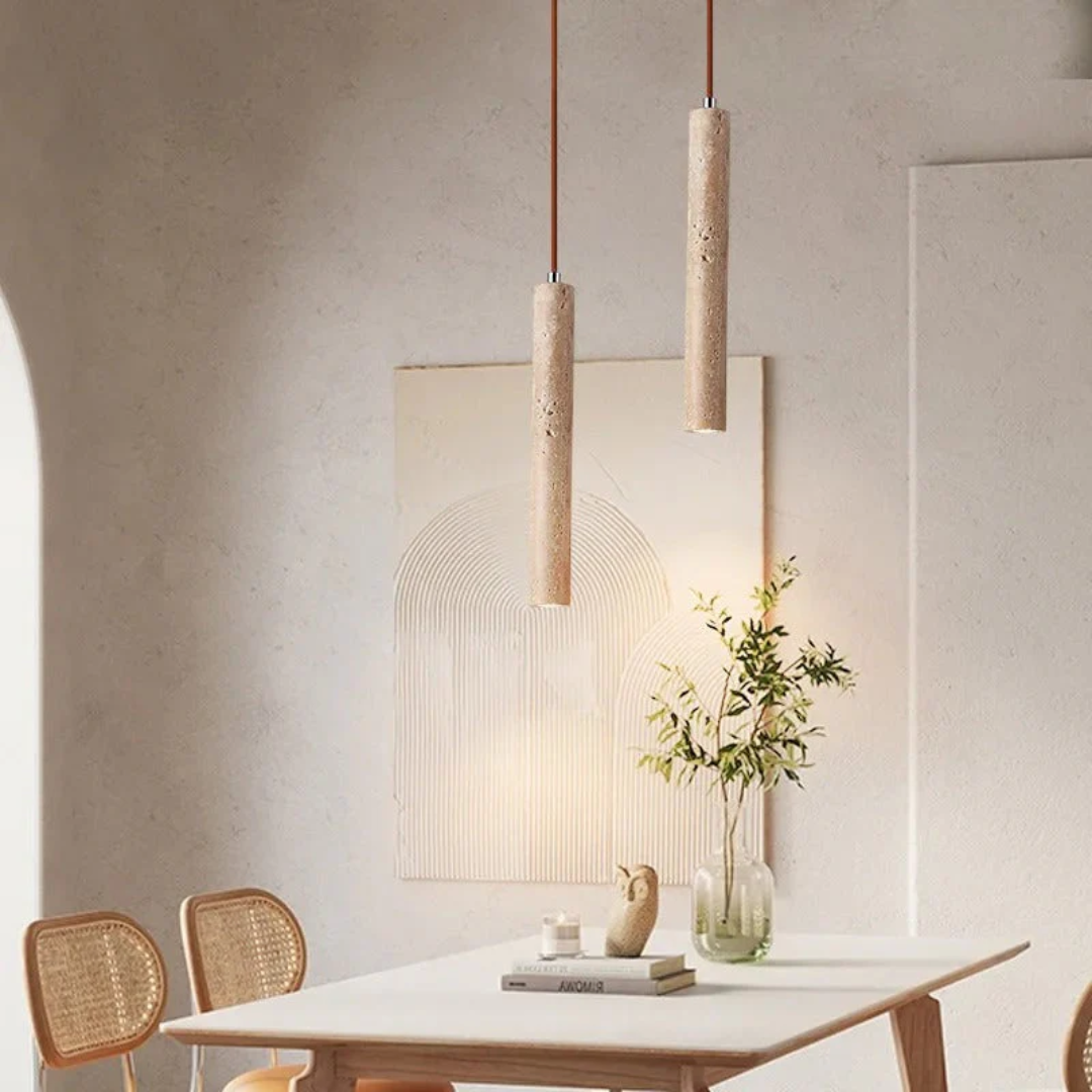 Minimalistisk travertin wabi-sabi-stil LED-lysekrone - LumoLine