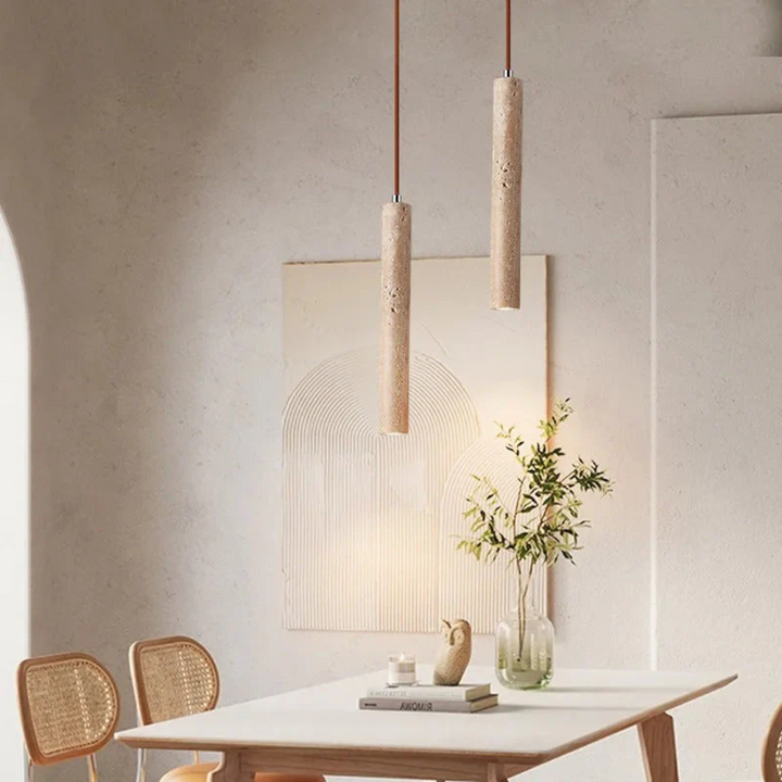 Minimalistisk travertin wabi-sabi-stil LED-lysekrone - LumoLine