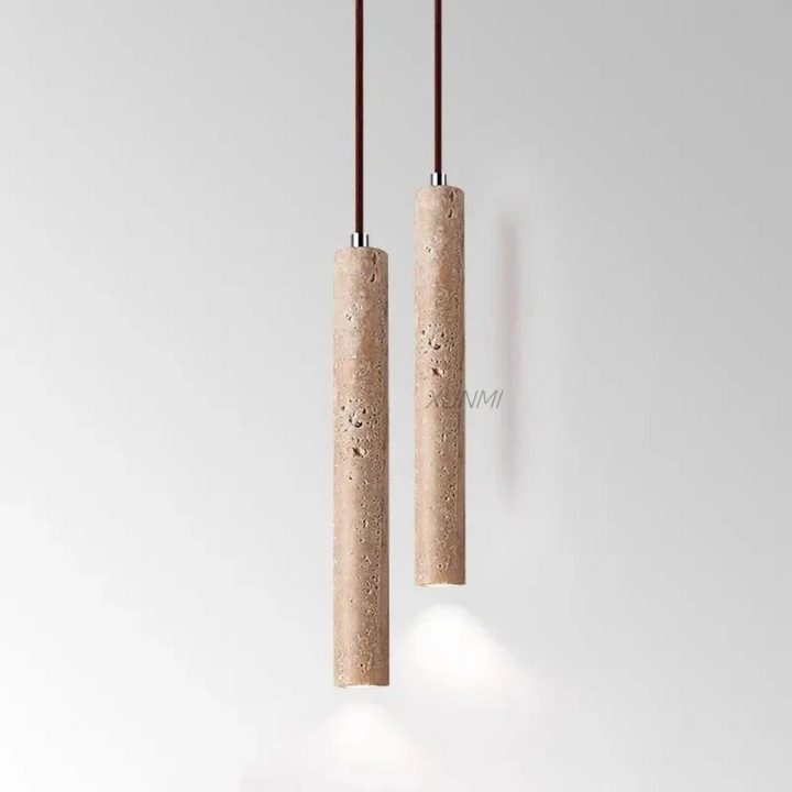 Minimalistisk travertin wabi-sabi-stil LED-lysekrone - LumoLine