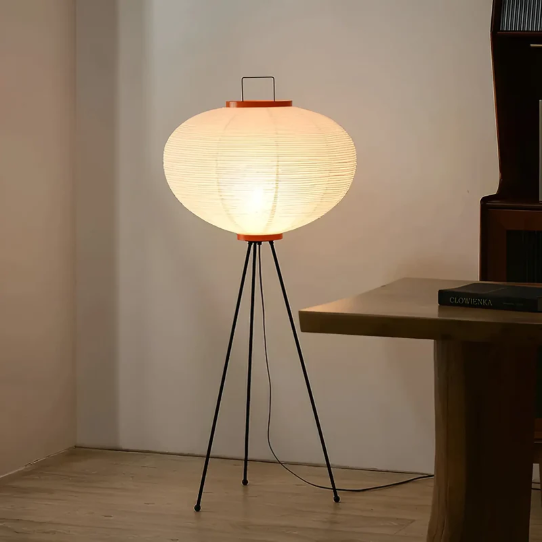 Wabi-Sabi Stående LED-lampe i rispapir - ZenAura