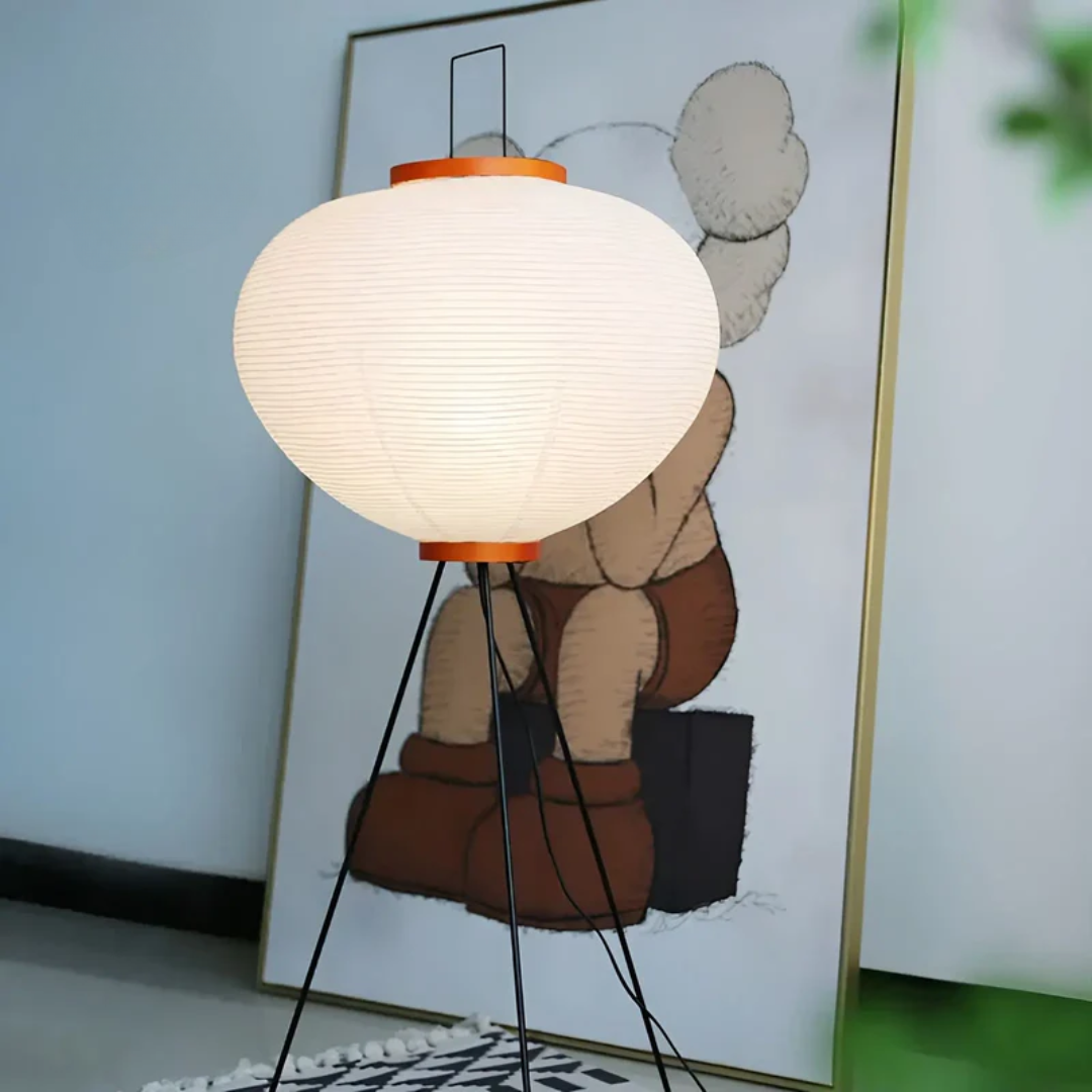 Wabi-Sabi Stående LED-lampe i rispapir - ZenAura