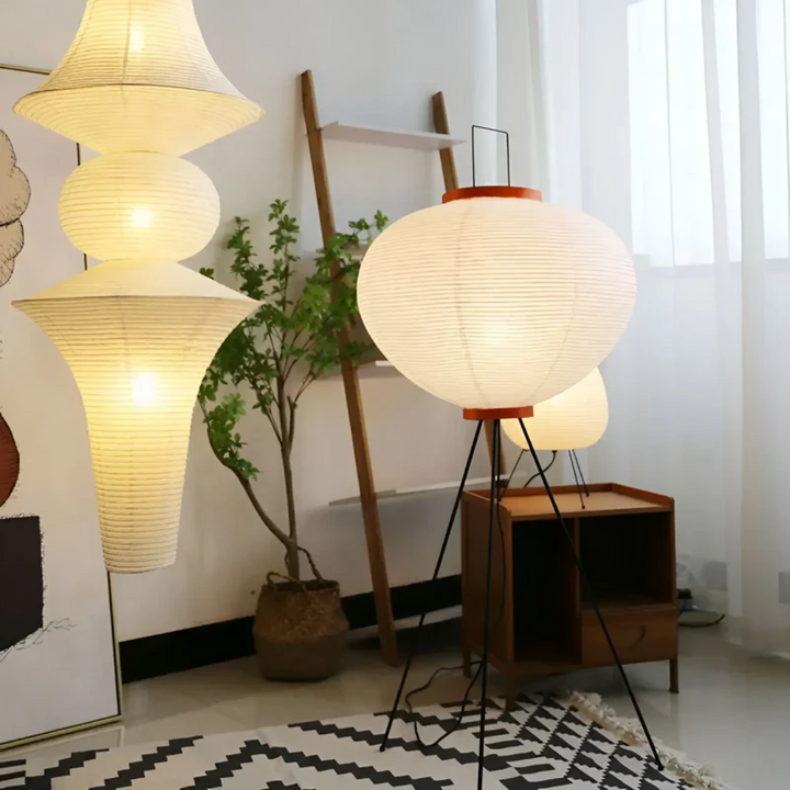 Wabi-Sabi Stående LED-lampe i rispapir - ZenAura