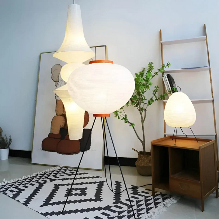 Wabi-Sabi Stående LED-lampe i rispapir - ZenAura