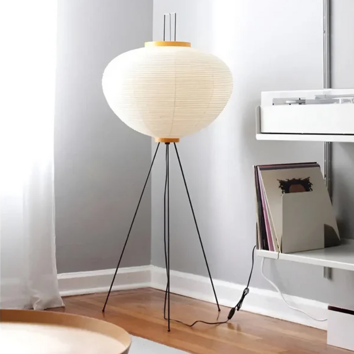 Wabi-Sabi Stående LED-lampe i rispapir - ZenAura
