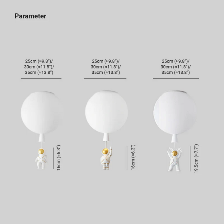 Trendy Måne-/Astronaut-LED-loftlampe til børneværelset - CosmoGlow