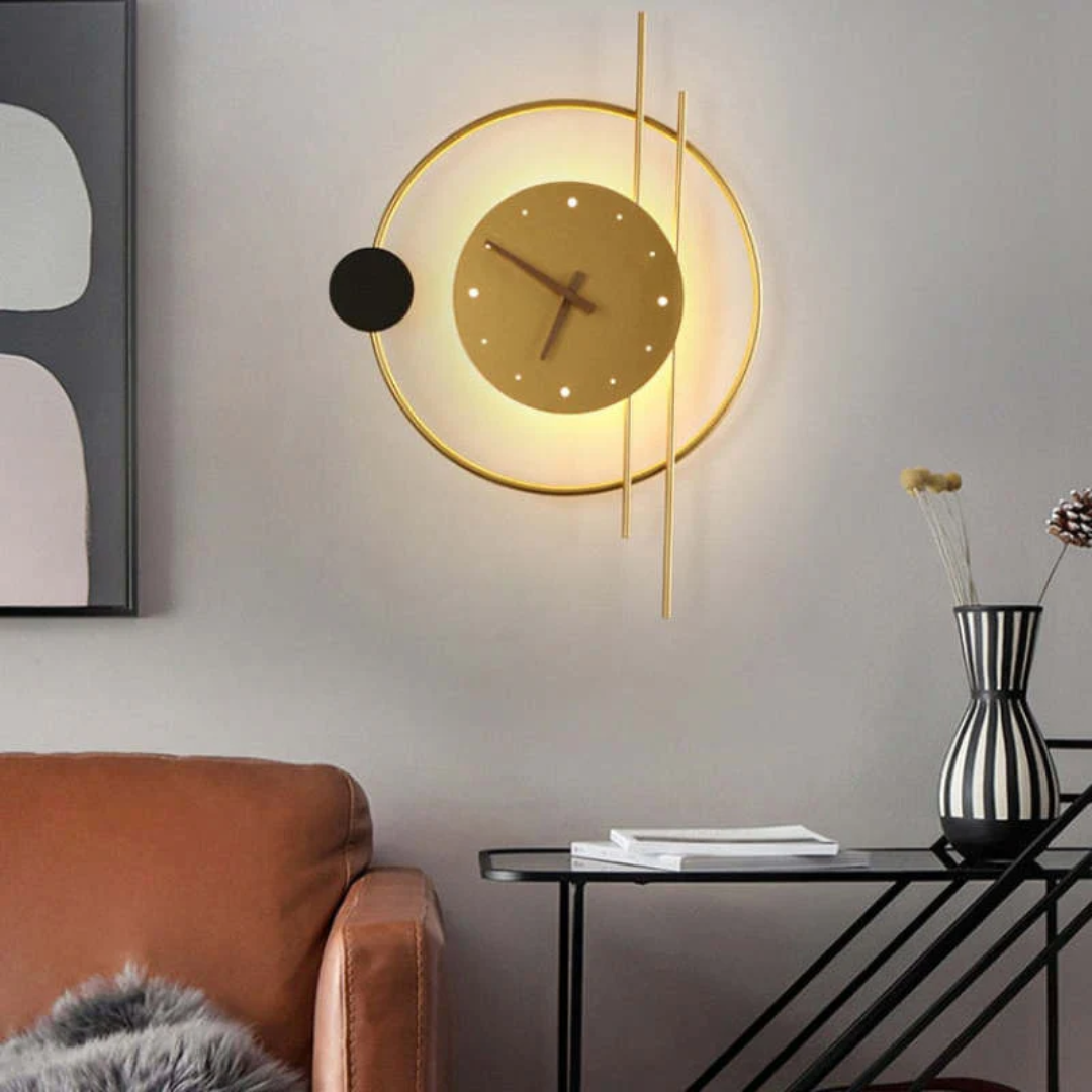 Moderne LED-væglampe med ur - Chronos