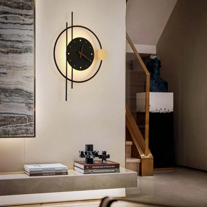 Moderne LED-væglampe med ur - Chronos